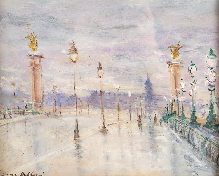 Serge Belloni (1925-2005) - Die Alexander-III-Brücke Öl auf Leinwand um 1980