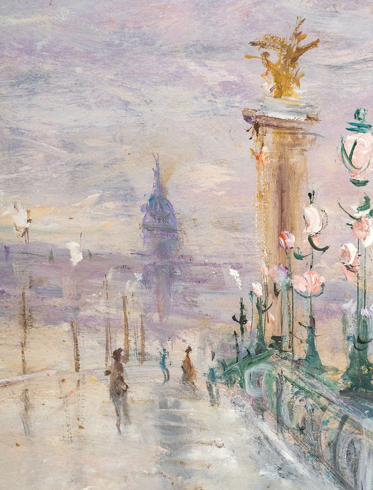 Serge Belloni (1925-2005) - Die Alexander-III-Brücke Öl auf Leinwand um 1980