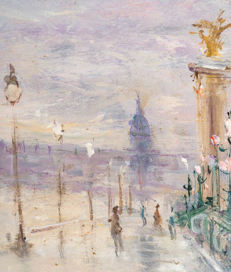 Serge Belloni (1925-2005) - Die Alexander-III-Brücke Öl auf Leinwand um 1980