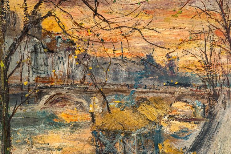 Serge Belloni (1925-2005) - Paris Das Herbstlicht auf der Ile Saint-Louis Öl auf Leinwand