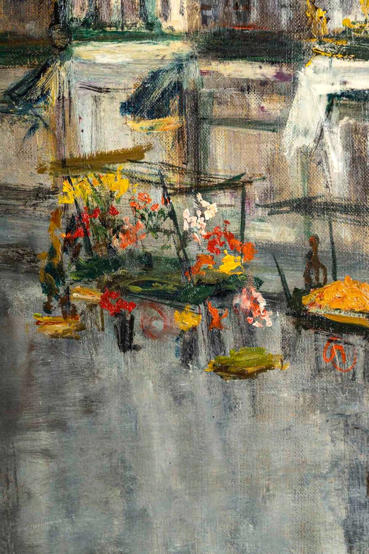 Serge Belloni (1925-2005) - La Marchande de Fleurs, chez Jeannette huile sur toile vers 1961