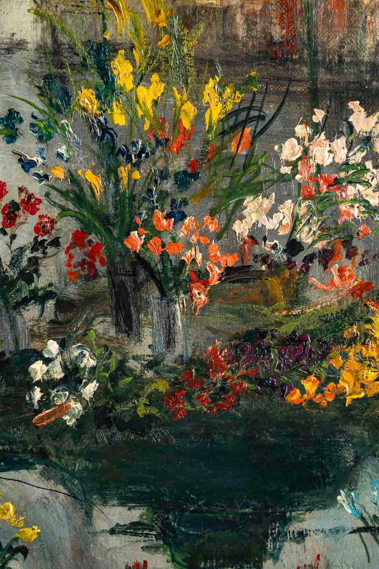 Serge Belloni (1925-2005) - La Marchande de Fleurs, chez Jeannette huile sur toile vers 1961