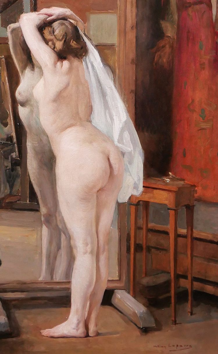 William LAPARRA 1873-1920 Le modèle dans l'atelier, femme nue, tableau, vers 1910 artiste portrait