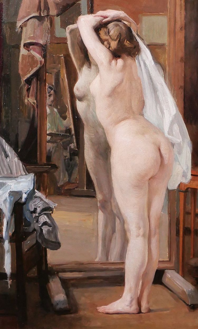 William LAPARRA 1873-1920 Le modèle dans l'atelier, femme nue, tableau, vers 1910 artiste portrait