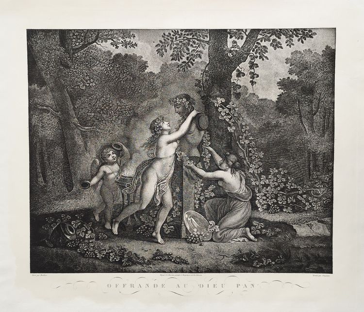 Etching Mythological Engraving God Pan 19th Erotica Curiosa Old Print 