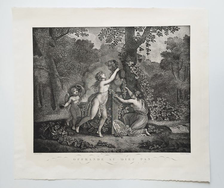 Etching Mythological Engraving God Pan 19th Erotica Curiosa Old Print 