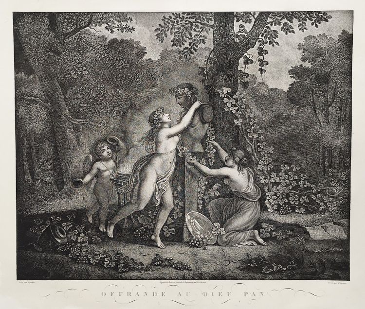 Etching Mythological Engraving God Pan 19th Erotica Curiosa Old Print 