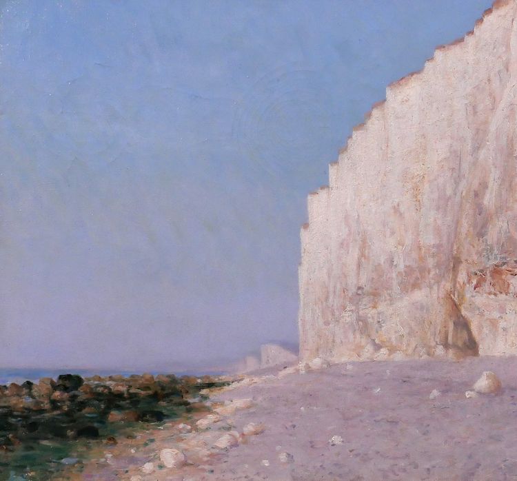 Henri-Victor DELAVELLE 1868-1919 Normandy, Le Tréport, landscape with cliffs, painting circa 1900