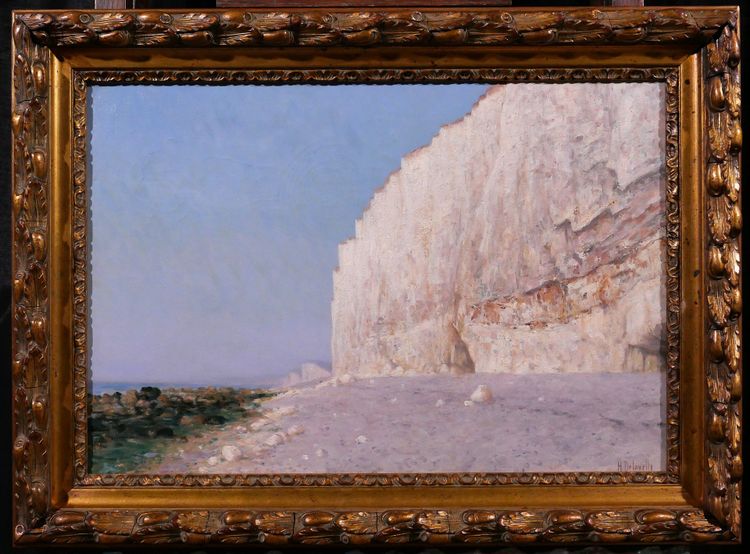 Henri-Victor DELAVELLE 1868-1919 Normandy, Le Tréport, landscape with cliffs, painting circa 1900