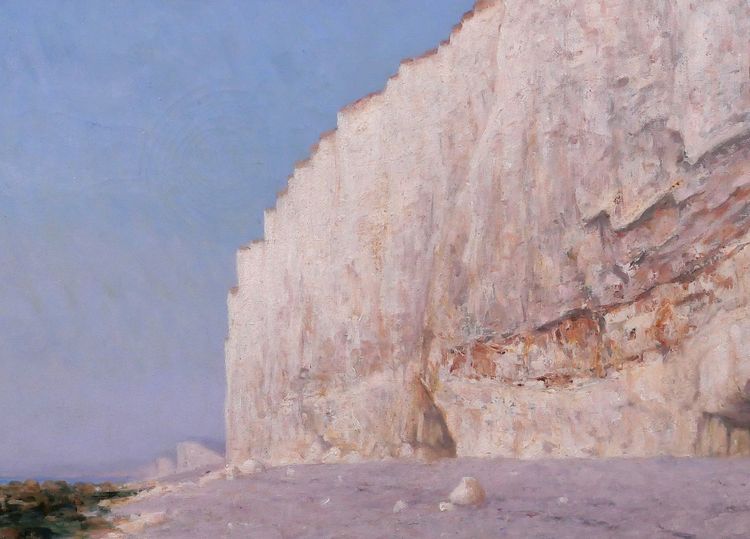 Henri-Victor DELAVELLE 1868-1919 Normandy, Le Tréport, landscape with cliffs, painting circa 1900