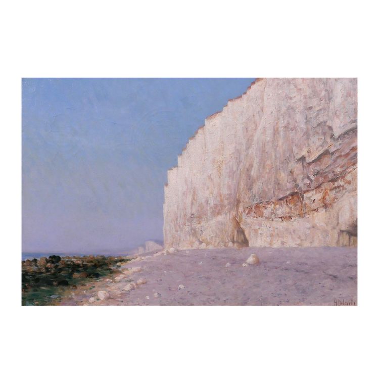 Henri-Victor DELAVELLE 1868-1919 Normandy, Le Tréport, landscape with cliffs, painting circa 1900