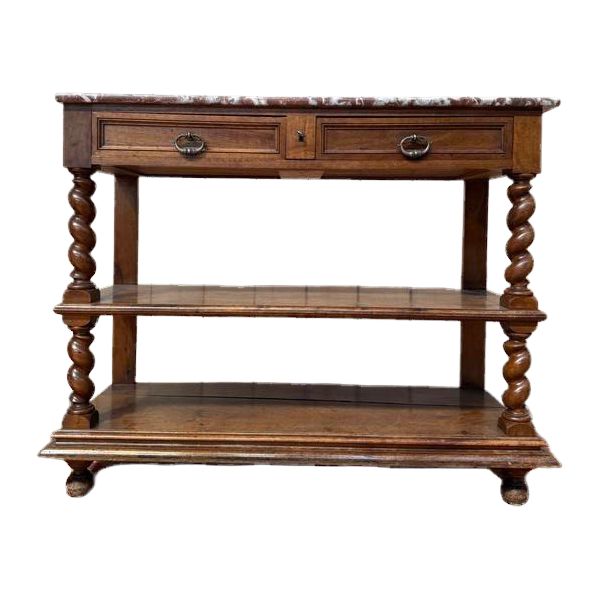 Console - Louis XIII Style Service Marble Cherry