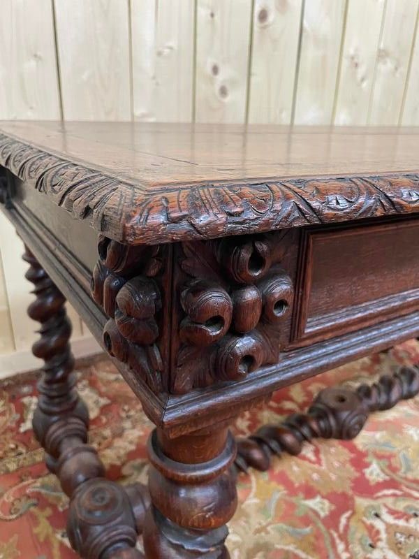 Tischstichschung im Platian Style Louis XIII in zwei Eichen -Drawer -Eichen