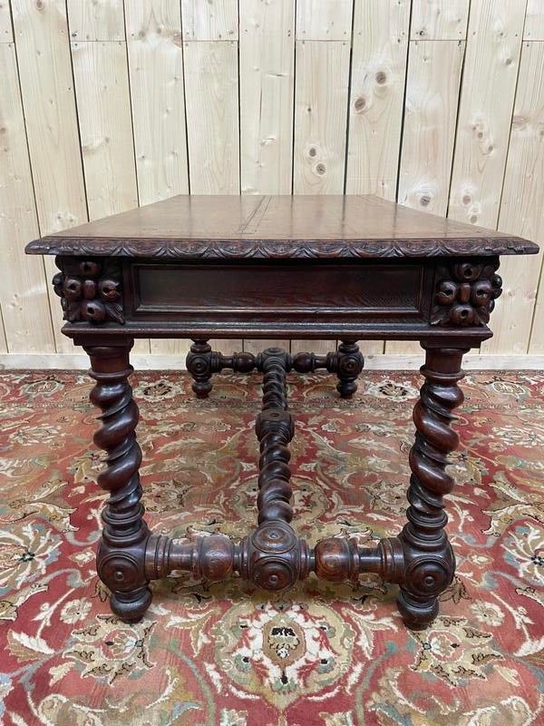 Tischstichschung im Platian Style Louis XIII in zwei Eichen -Drawer -Eichen