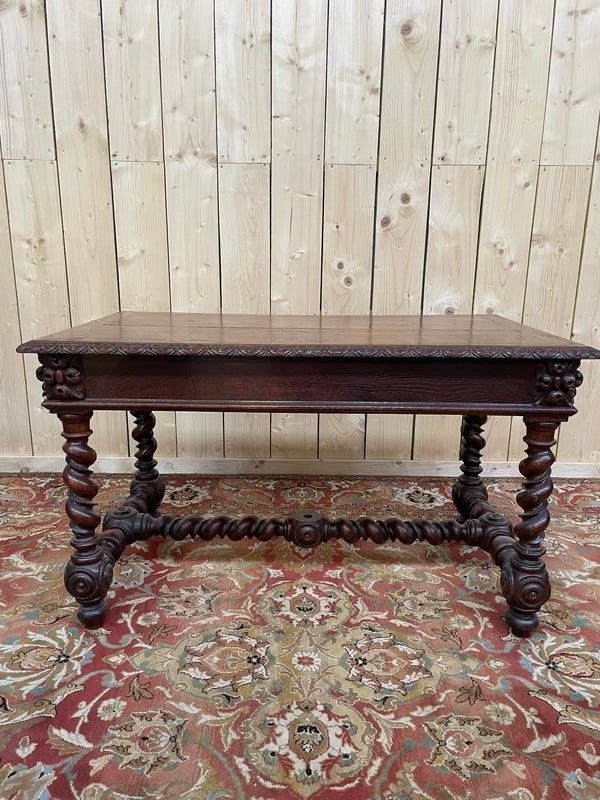 Tischstichschung im Platian Style Louis XIII in zwei Eichen -Drawer -Eichen