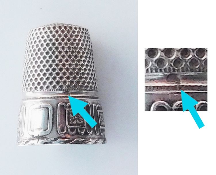 Antike Nähutensilien aus Sterlingsilber Ende des 19. Jahrhunderts Fingerhutschere Etui Nadeln