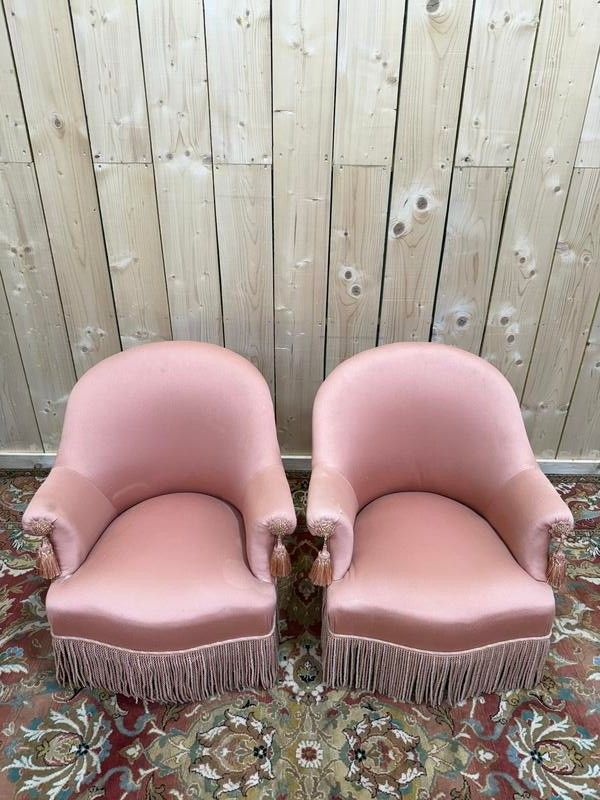 Paire de fauteuils crapaud de style Napoléon III