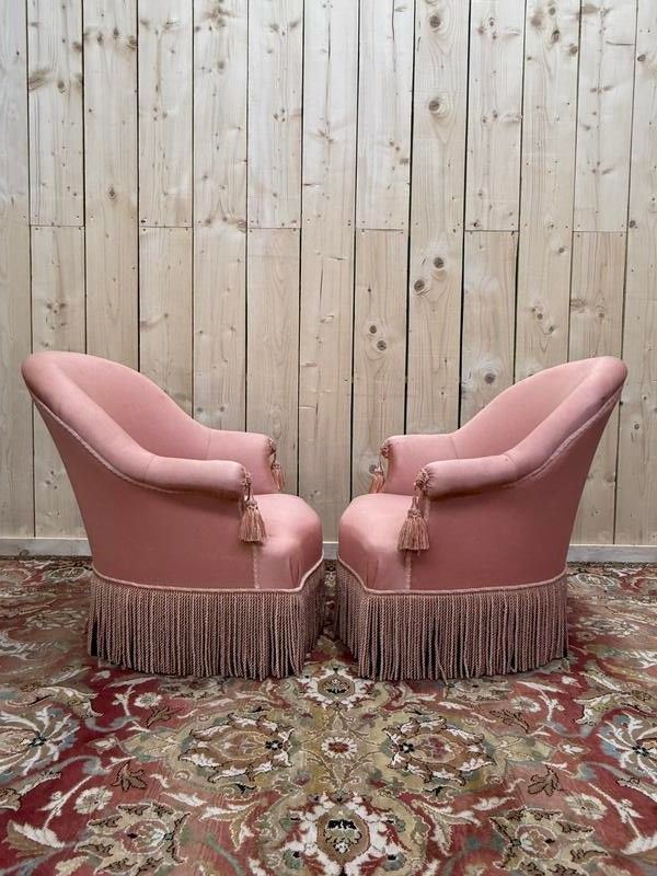 Paire de fauteuils crapaud de style Napoléon III
