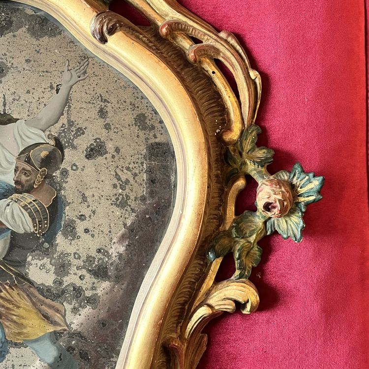 Rare painted mirror, Venice, 18th century