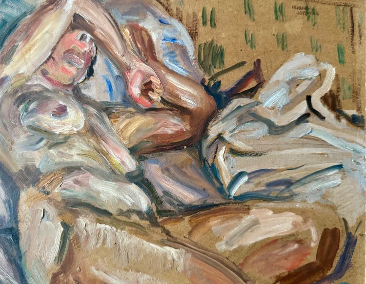 Femme endormie par Henri Duringer, peintre breton .