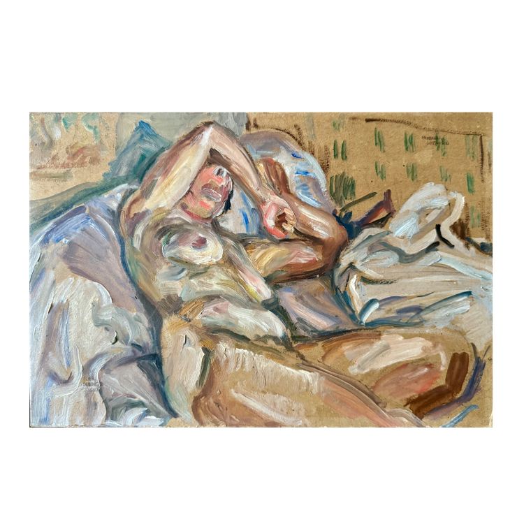 Femme endormie par Henri Duringer, peintre breton .