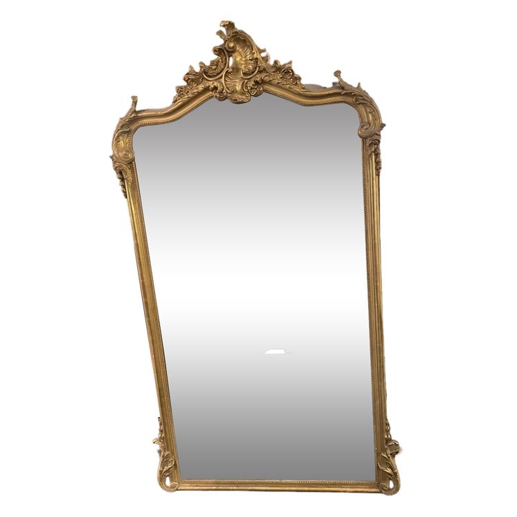 Miroir d’époque Napoléon III en bois doré de style Louis XV 
