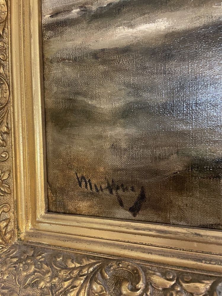 Öl auf Leinwand, signiert Malfroy, zeigt Boote an den Kais