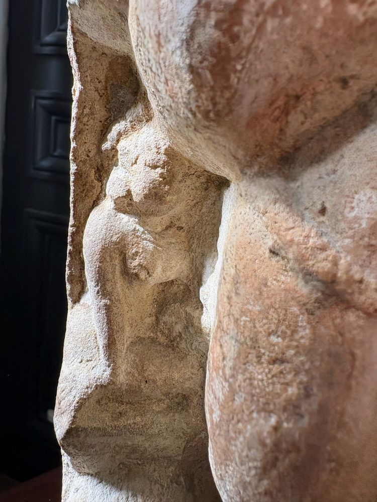 Fragment of carved sandstone stele – Uma-Maheshvara divine couple, medieval India, 12th century