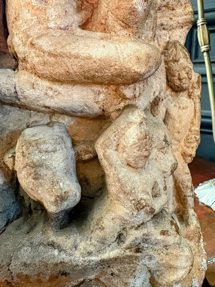 Fragment of carved sandstone stele – Uma-Maheshvara divine couple, medieval India, 12th century