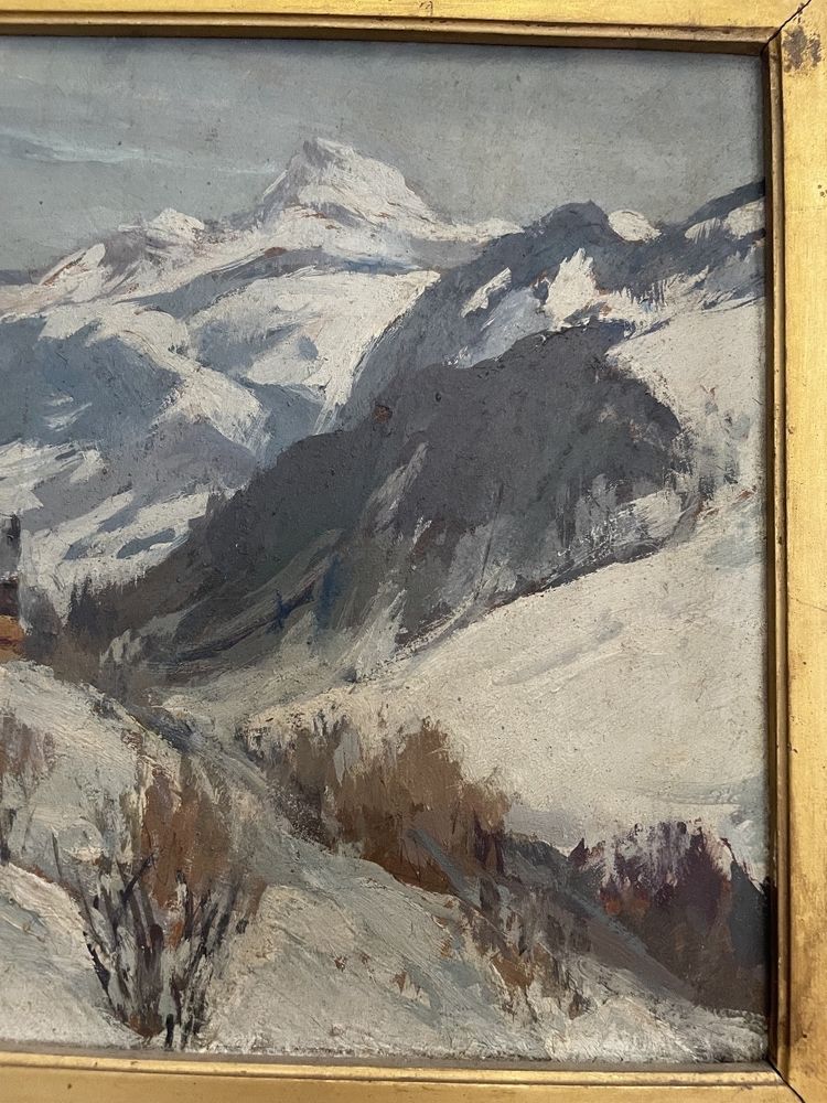 Paysage de vallée enneigée signé H. G. Troussart (1896-1953)