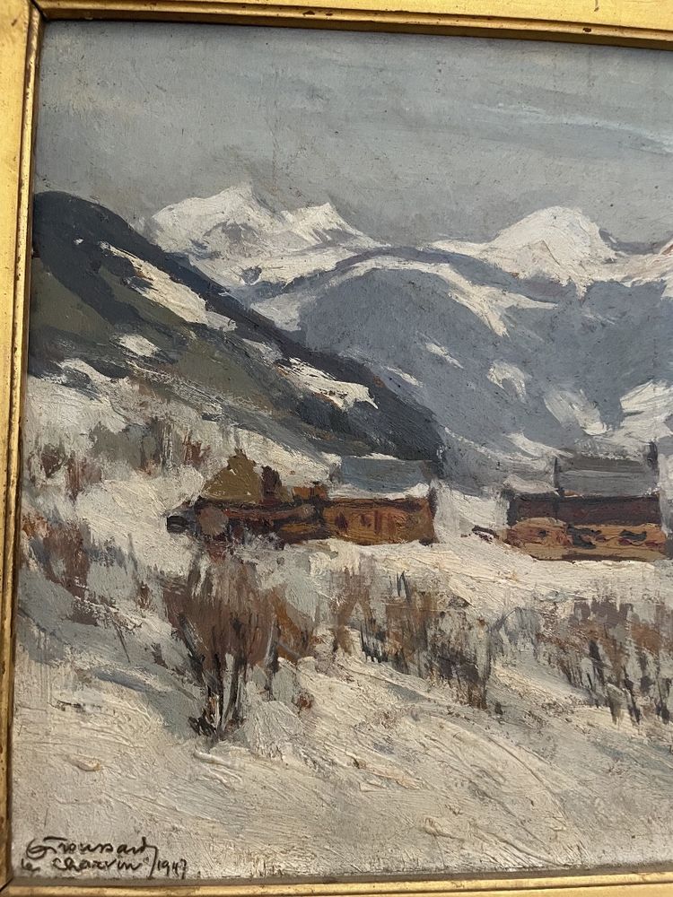 Paysage de vallée enneigée signé H. G. Troussart (1896-1953)