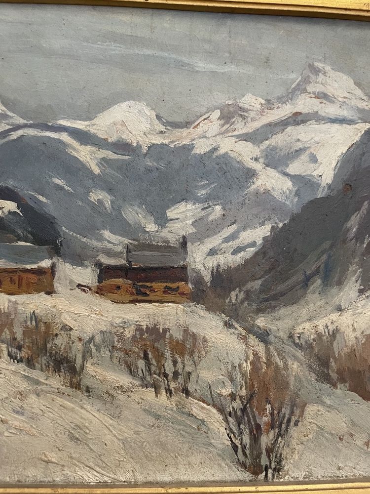 Paysage de vallée enneigée signé H. G. Troussart (1896-1953)