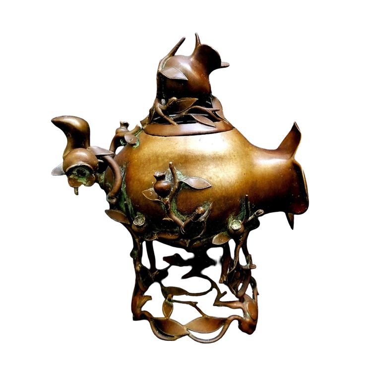 BRULE PARFUN BRONZE PATINE - CHINE - VIETNAM - MODELE A LA GRENADE ECLATEE - XIXEME -