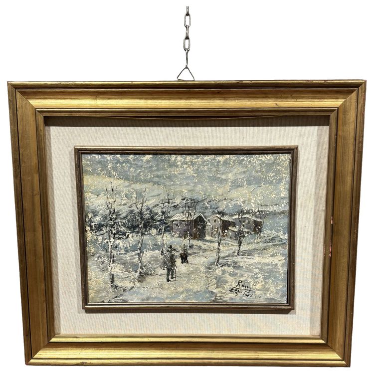 Schneefall, Ölgemälde auf Leinwand