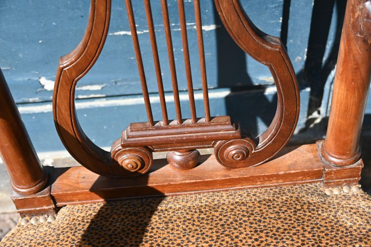 Georges Jacob, late 18th century mahogany lyre armchair