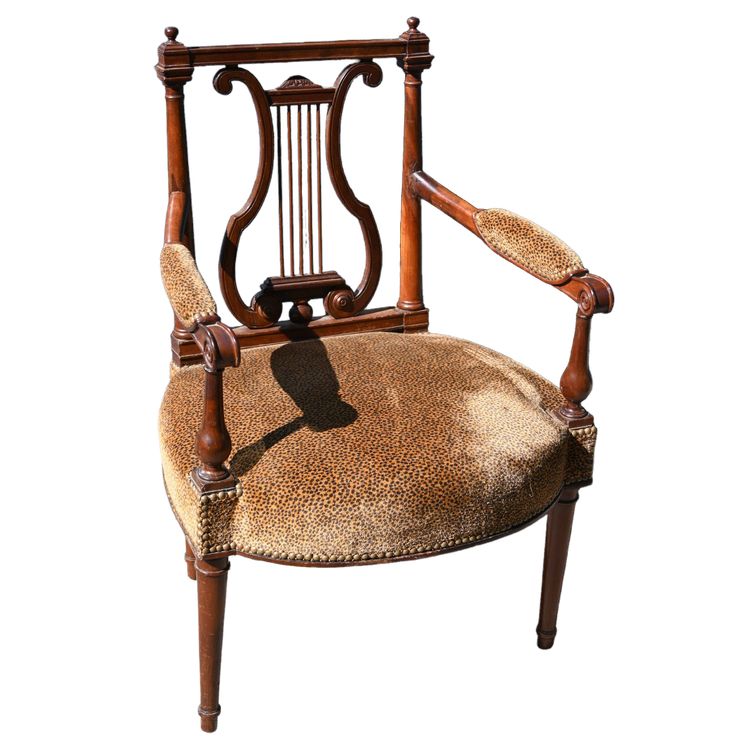 Georges Jacob, late 18th century mahogany lyre armchair
