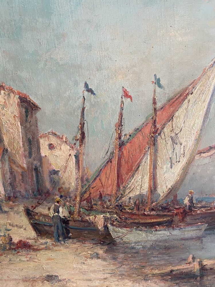 Oil on canvas depicting a lively Provençal landscape signed Malfroy