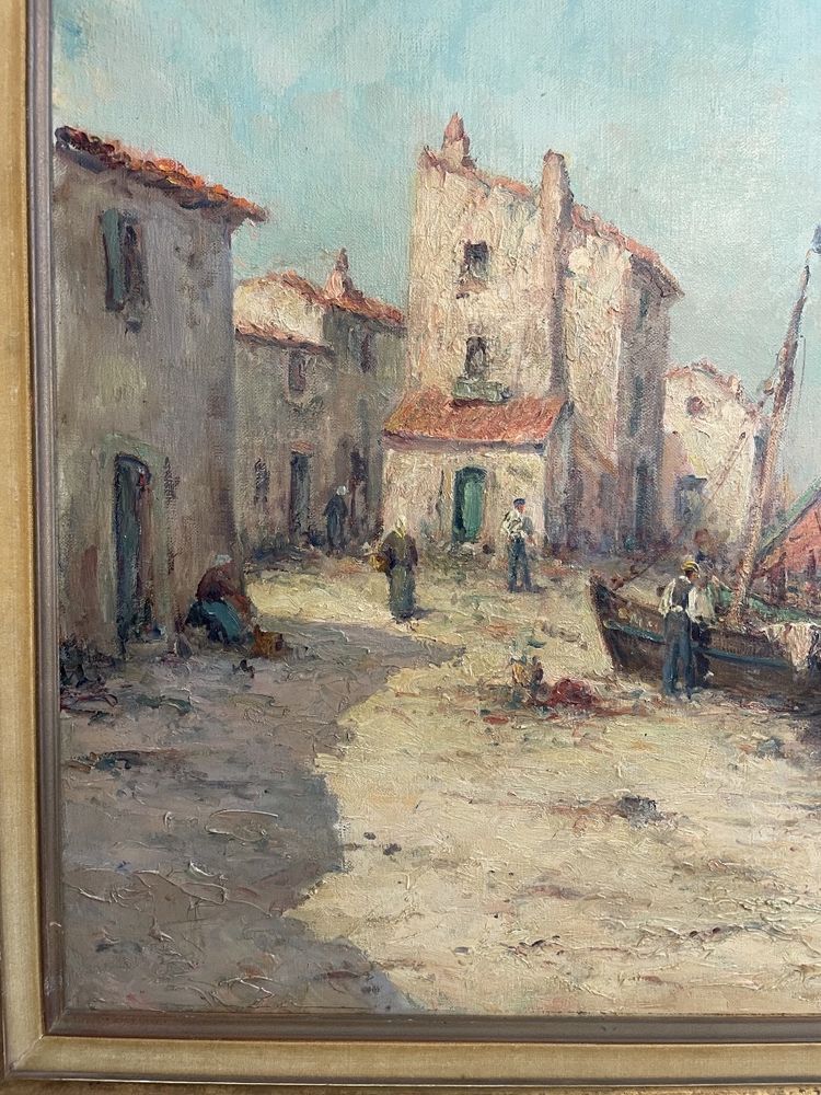Oil on canvas depicting a lively Provençal landscape signed Malfroy