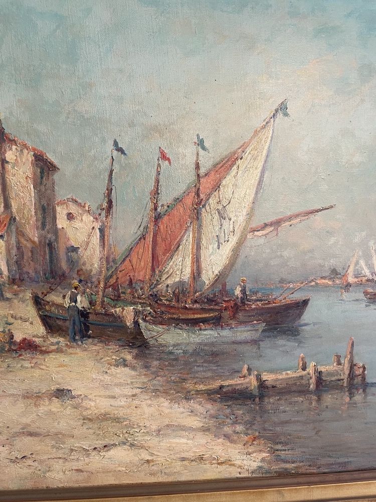Oil on canvas depicting a lively Provençal landscape signed Malfroy