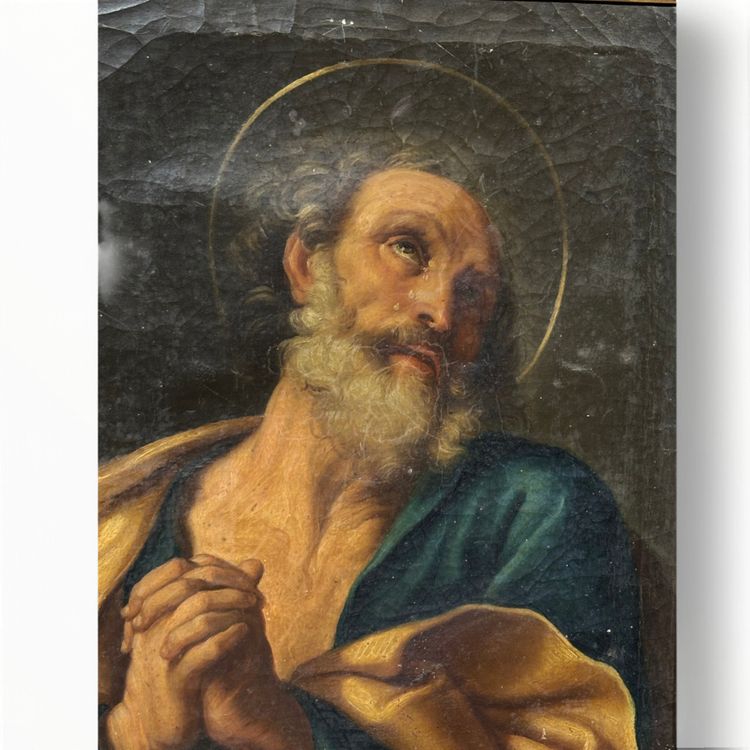 Peinture ancienne Repentir de saint Pierre XIXe siècle