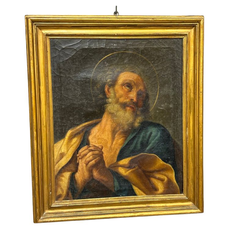 Peinture ancienne Repentir de saint Pierre XIXe siècle