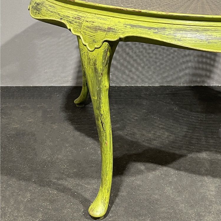 Table basse shabby chic en bois et rotin