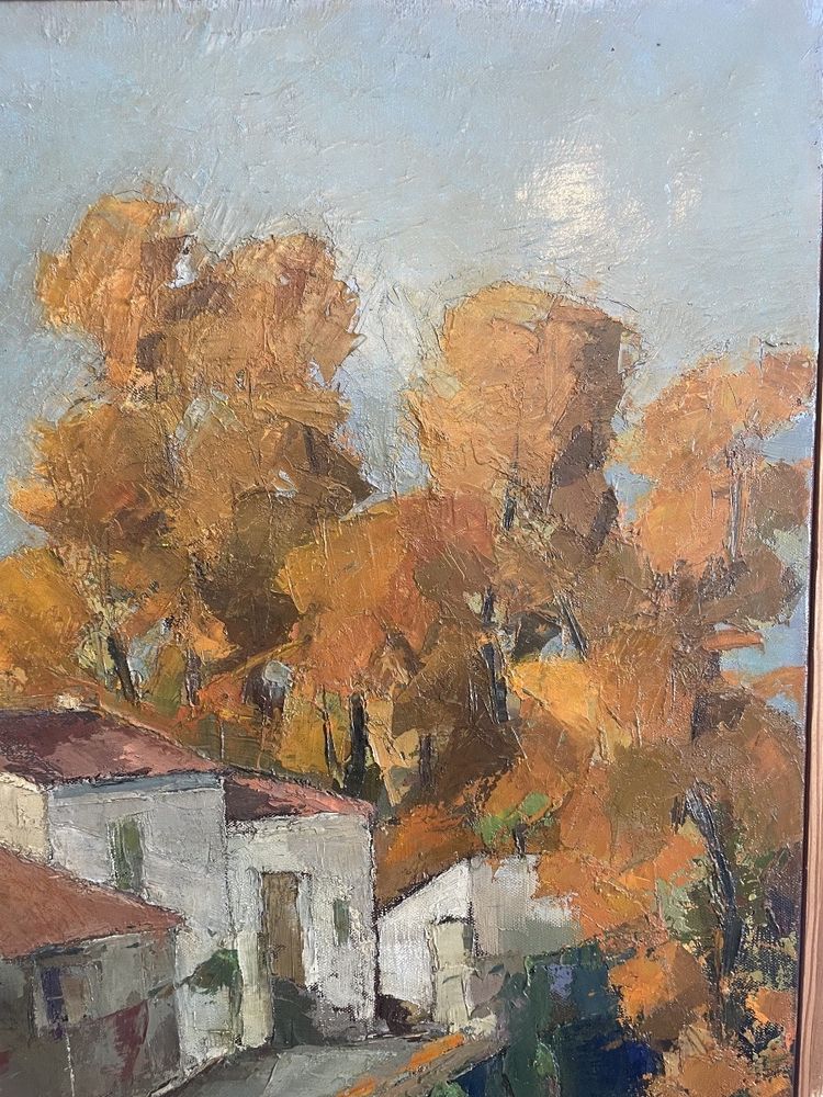 Oil on canvas representing the village of Bouillac in Gironde signed Y. Dubos