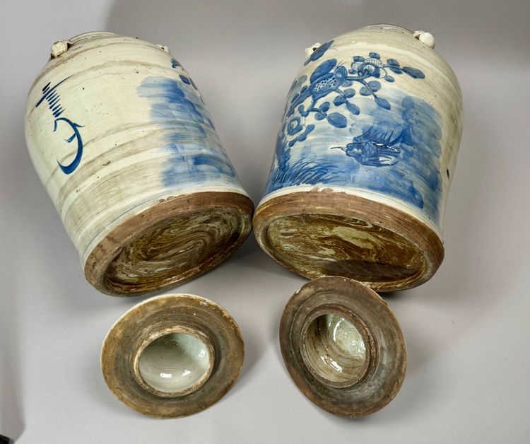 Pair of covered pots, ancient Chinese ceramics
