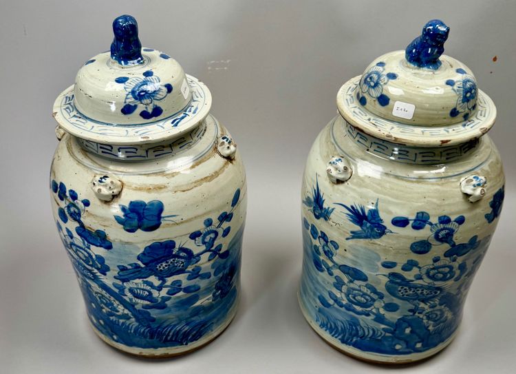 Pair of covered pots, ancient Chinese ceramics