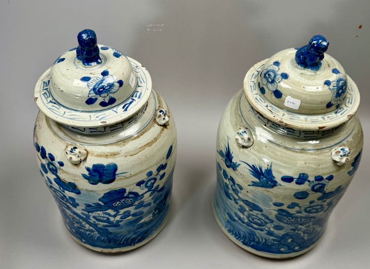 Pair of covered pots, ancient Chinese ceramics