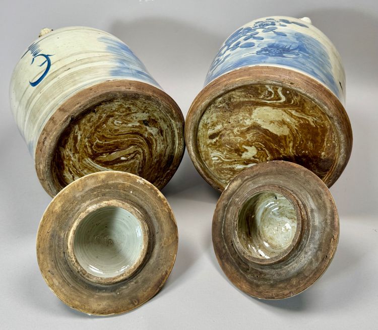 Pair of covered pots, ancient Chinese ceramics