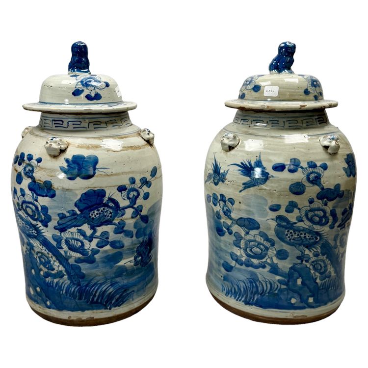 Pair of covered pots, ancient Chinese ceramics