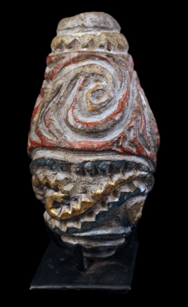 Flûte cérémonielle en terre cuite, instrument traditionnel, art océanien, art tribal, Océanie, 15 cm