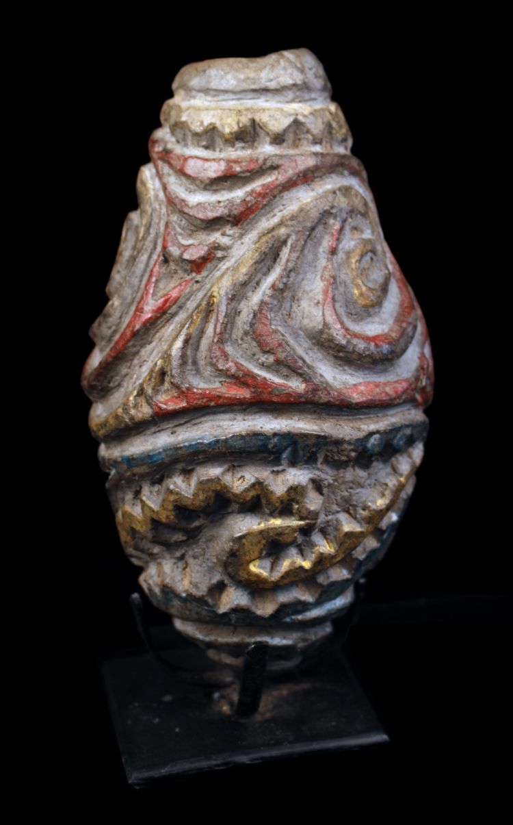 Flûte cérémonielle en terre cuite, instrument traditionnel, art océanien, art tribal, Océanie, 15 cm